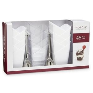 NWT Mozaik - MMDTCS48 Mozaik Mini Dessert Set-48, White/Clear